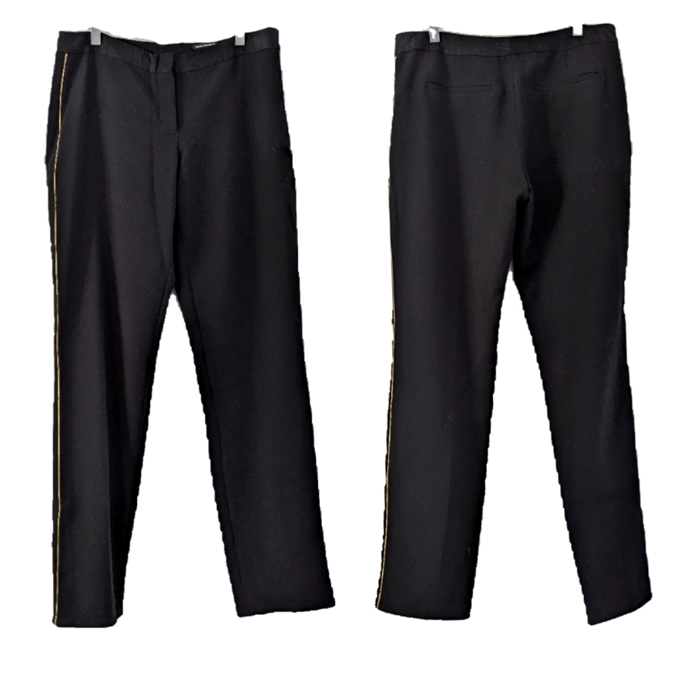 Black Club Monaco Work Dress Pants Gold Piping Size 8 Medium